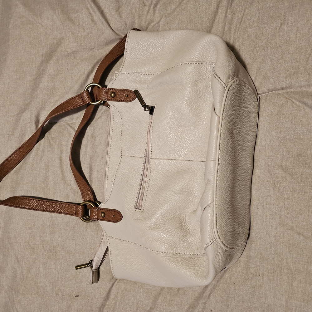 The Sak White and Tan Leather Tote Bag - Picture 2 of 3